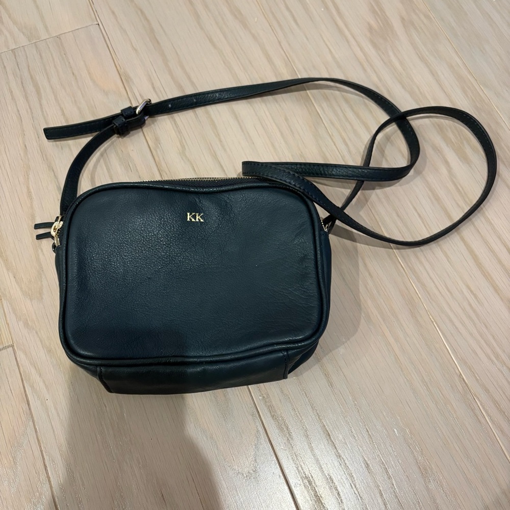 The Essential Crossbody by Mark and Graham in Navy Monogramed KK - Picture 2 of 6